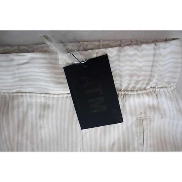 ATM Anthony Thomas Melillo Women's Sz S Beige Striped Pleated Cropped Pants - Picture 7 of 11